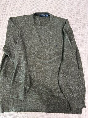 Nautica Men's Olive Green Marled Crewneck Sweater